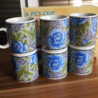 Стилни малки чашки за кафе на сини рози, снимка 3 - Сервизи - 11295877