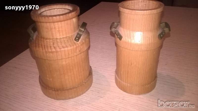 Ретро колекция-гюм 2бр-дърво/месинг-10/7/6см-внос швеицария, снимка 1