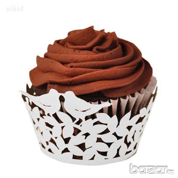 12 бр сватбени бели с гълъб декори декорация за мъфини кексчета кошнички , снимка 1