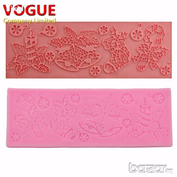 силиконов молд форма дантела коледна коледен декор украса сладки фондан шоколад торта, снимка 1