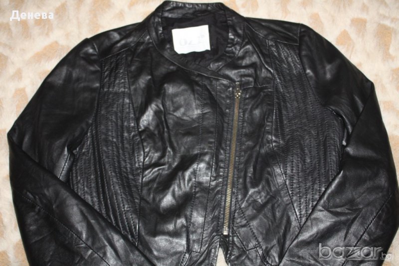ЕСТЕСТВЕНА КОЖА на BZR / LEATHER - черно дамско яке/диагонално закопчаване/, снимка 1