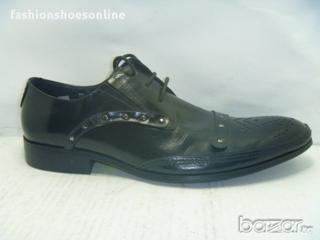 Мъж.обувки НЕДИ СТИЛ ест.кожа черни връзки кабзи 9253, снимка 1