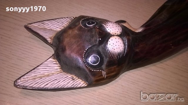 Голямо дървено коте-51х12х5см-внос швеицария, снимка 7 - Антикварни и старинни предмети - 16739689