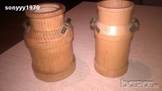 Ретро колекция-гюм 2бр-дърво/месинг-10/7/6см-внос швеицария