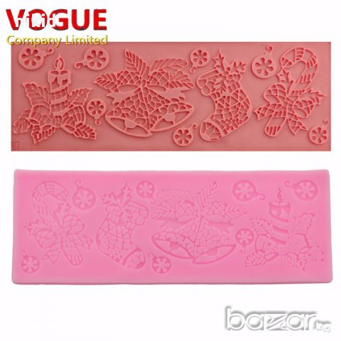 силиконов молд форма дантела коледна коледен декор украса сладки фондан шоколад торта