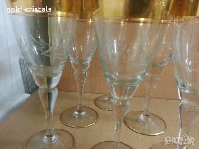 Ретро стъклени чаши за вино с много позлата, снимка 9 - Антикварни и старинни предмети - 22383019