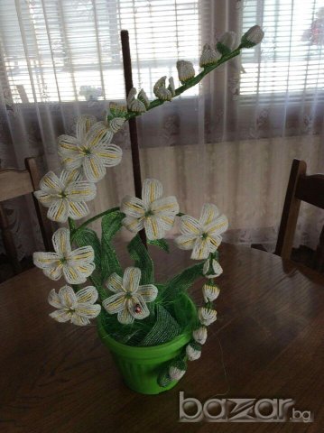 Орхидея от мъниста, снимка 5 - Декорация за дома - 20070270