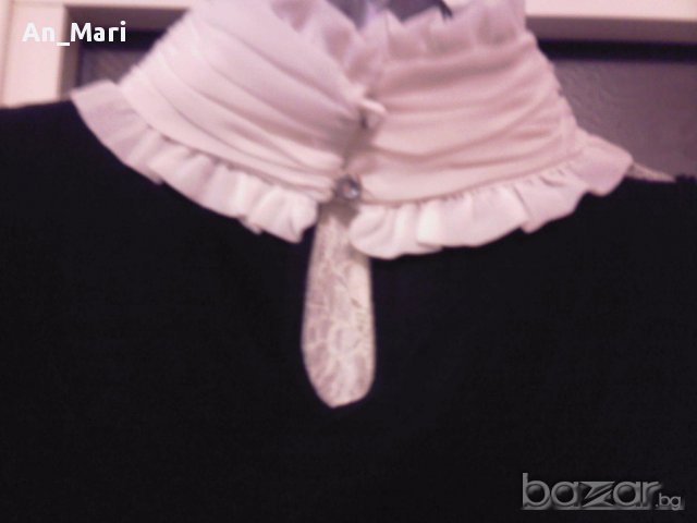 Дамска блузка-пуловерче, черно и бяло - дантела, перли! Намалена!, снимка 7 - Блузи с дълъг ръкав и пуловери - 12880669