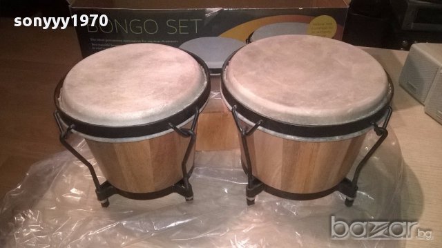 New bongos set+cd-40x23x19-made in germany-внос швеицария, снимка 2 - Ударни инструменти - 16949410
