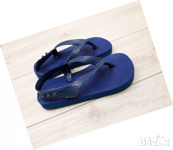 Тъмно сини детски джапанки със закопчалка размер 17,5 см, снимка 2 - За банята - 23553671