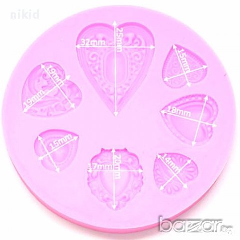 серия сърца силиконов молд форма кръгъл за украса торта с фондан шоколад, снимка 2 - Форми - 17060279