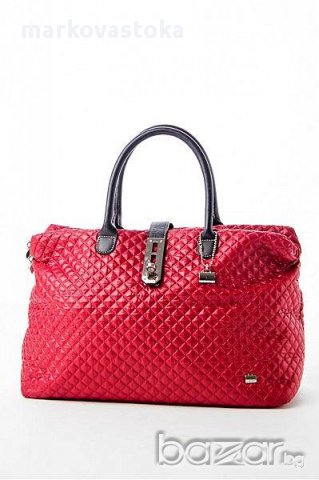 чанта марка La Bagagerie естествена кожа и плат , снимка 1 - Чанти - 14444014