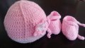 плетен комплект за бебе - одеало, шапка, пантофки, снимка 3