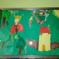 Картина, детска рисунка в рамка , снимка 2 - Картини - 24713302