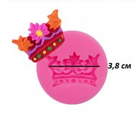 Малка корона с цветя силиконов молд форма за торта украса фондан, снимка 1 - Форми - 26070466