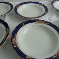 Сервиз руски порцеланови чинии кобалт с позлата , снимка 1 - Антикварни и старинни предмети - 24140416