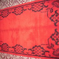 червен нов вълнен ръчно тъкан китеник, снимка 3 - Покривки за легло - 11616703