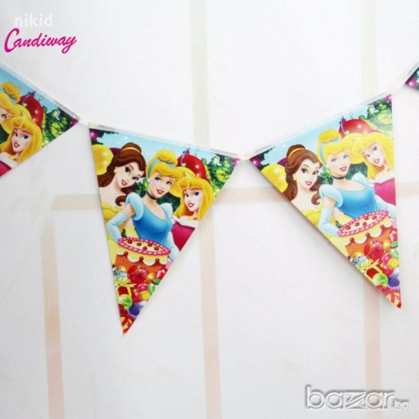 принцеси Аурора Белл Пепеляшка снежанка Парти Гирлянд Знаменца Флаг Банер, снимка 1