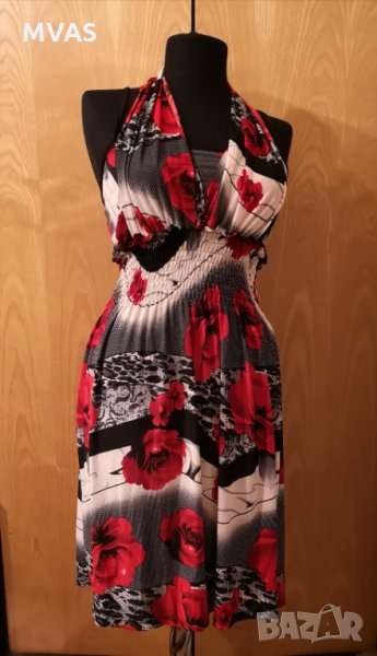 Нова лятна рокля S с червени рози с етикет, снимка 1
