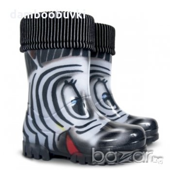 Детски гумени ботуши DEMAR зебра с топло чорапче 20/35, снимка 1