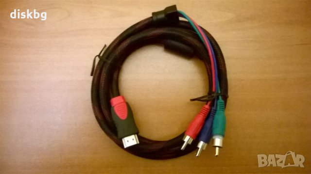 Нов кабел от HDMI към 3RCA - видео кабели, снимка 2 - Кабели и адаптери - 22173540