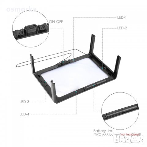 3х Настолна лупа голяма с LED осветление , снимка 5 - Други - 23028157