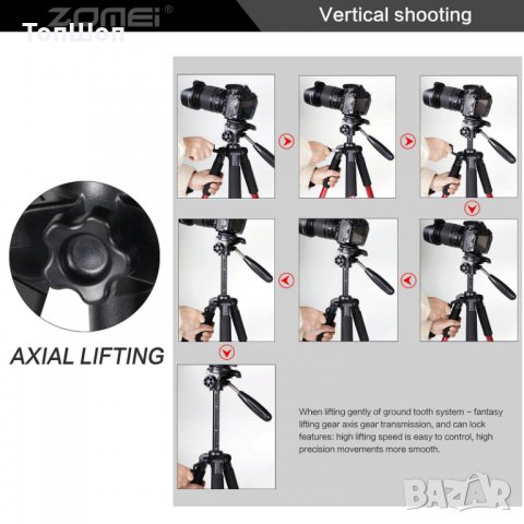 Професионален Трипод / Статив за Фотоапарат / Камера, снимка 8 - Чанти, стативи, аксесоари - 24118873