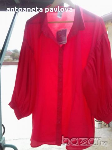 интересна червена риза, снимка 2 - Ризи - 19779087
