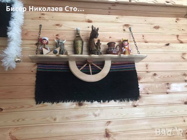 Дървени стенни рафт-етажерки с ръчно изработени колела!, снимка 4 - Декорация за дома - 24079241
