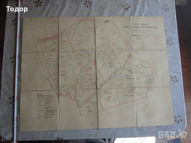 Стара карта върху плат 1932, снимка 3 - Колекции - 25442276