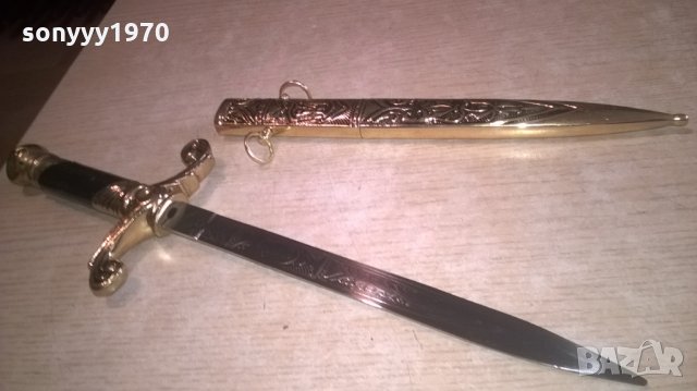 нож сабя-златна кама с ножница-метални-38х11см-внос швеицария, снимка 3 - Колекции - 23662044