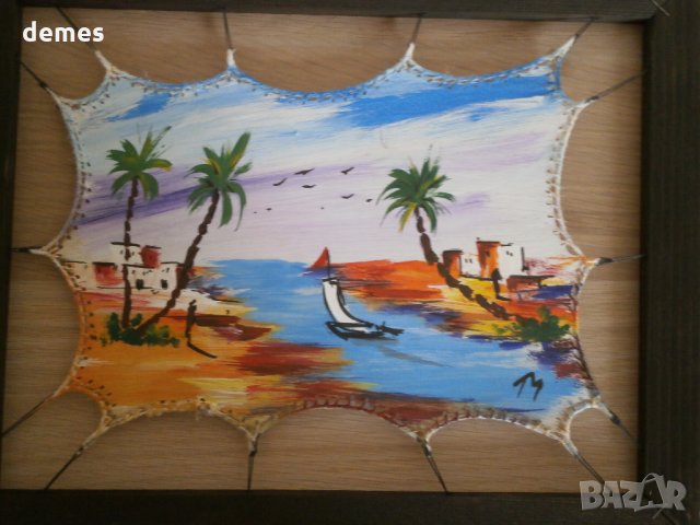  Автентична картина върху заешка кожа от Маракеш-Мароко, снимка 2 - Картини - 23969426