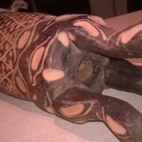 Африканска тарамбука с кожа от антилопа-33х17см-внос швеицария, снимка 10 - Ударни инструменти - 19957662