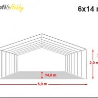 Професионална шатра 6x14м, PVC 500г/м2 - бяла, снимка 4 - Градински мебели, декорация  - 22630208