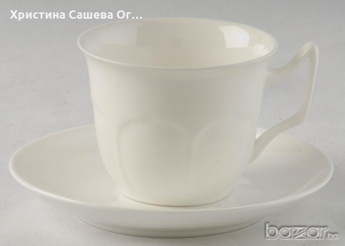 ИЗЯЩНА БЯЛА ЧАША за кафе или чай от костен порцелан, снимка 1