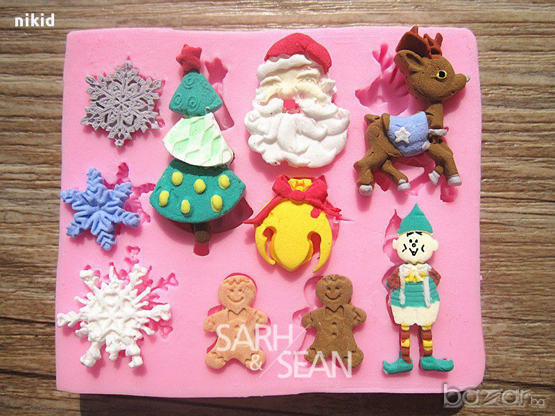 № 1 коледни мотиви силиконов молд  за украса декор торта фондан, снимка 1