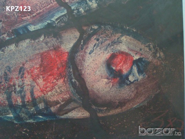 Картина абстракция Риби 87 г / подпис сЗ, снимка 3 - Картини - 14164781