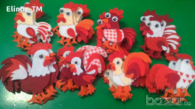 Ръчно изработени петлета от филц-4 размера-от 6 до 21 см., снимка 3 - Други - 15095300