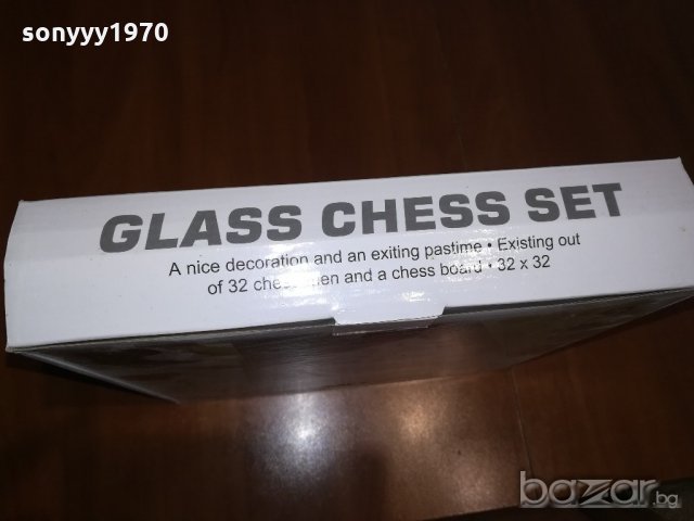 стъклен шах в красива дървена кутия-внос швеицария, снимка 11 - Колекции - 21398922