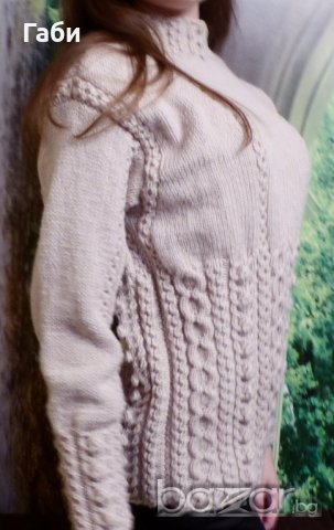 Ръчно плетена блуза с аранови елементи, снимка 4 - Блузи с дълъг ръкав и пуловери - 18815330