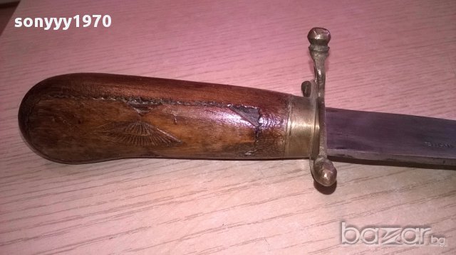 Стар нож индия-30см-дърво/метал/месинг-внос швеицария, снимка 13 - Ножове - 17807533