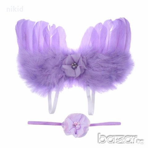 ангелски крила криле и лента с пандела за глава за бебе фотосесия фото, снимка 8 - Други - 16700869