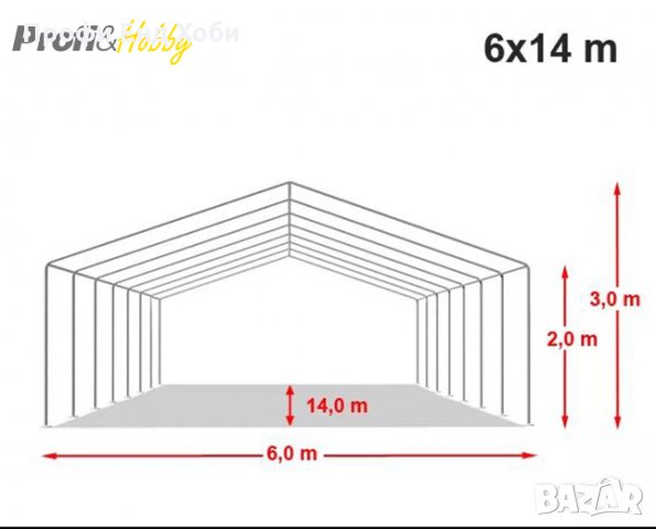 Професионална шатра 6x14м, PVC 500г/м2 - бяла, снимка 4 - Градински мебели, декорация  - 22630208