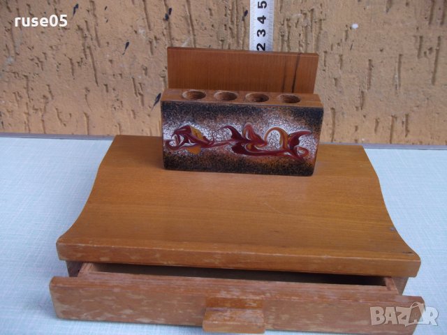 Моливник с чекмедже дървен от соца съветски, снимка 5 - Други ценни предмети - 25995190