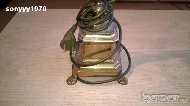 Масивна ретро лампа за две крушки-месинг 80х35см-внос швеицария, снимка 6 - Антикварни и старинни предмети - 17796479
