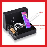 Луксозна ветроустойчива акумулаторна електронна запалка на ток реотан зареждане USB цигари подарък, снимка 2 - Запалки - 24207715