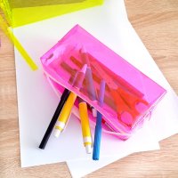 Прозрачен ученически несесер за моливи неонови цветове, снимка 2 - Ученически пособия, канцеларски материали - 26195353