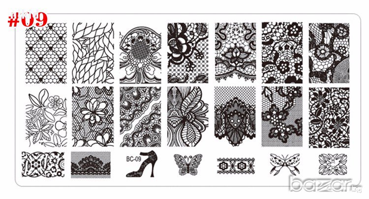 дантела форми плочка / щампа шаблон за печат на нокти - Нова BC-09, снимка 1