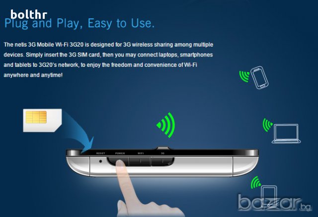 3G МОБИЛЕН WI-FI РУТЕР NETIS 3G20, снимка 3 - Рутери - 10044369