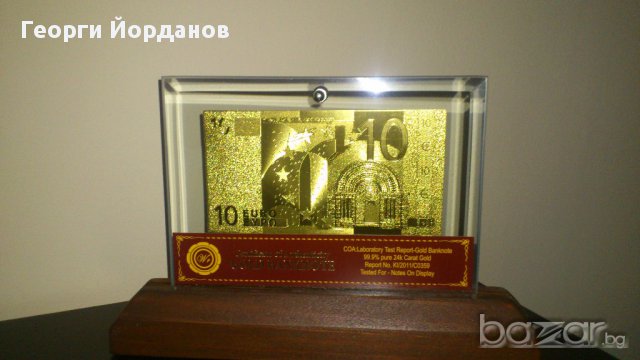 Банкноти сувенири 500 златни евро банкноти със сертификат, снимка 3 - Нумизматика и бонистика - 14167972